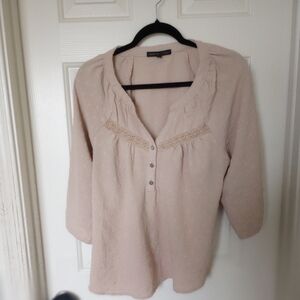 Adrienne Vittadini Light Beige Blouse with Button Detail